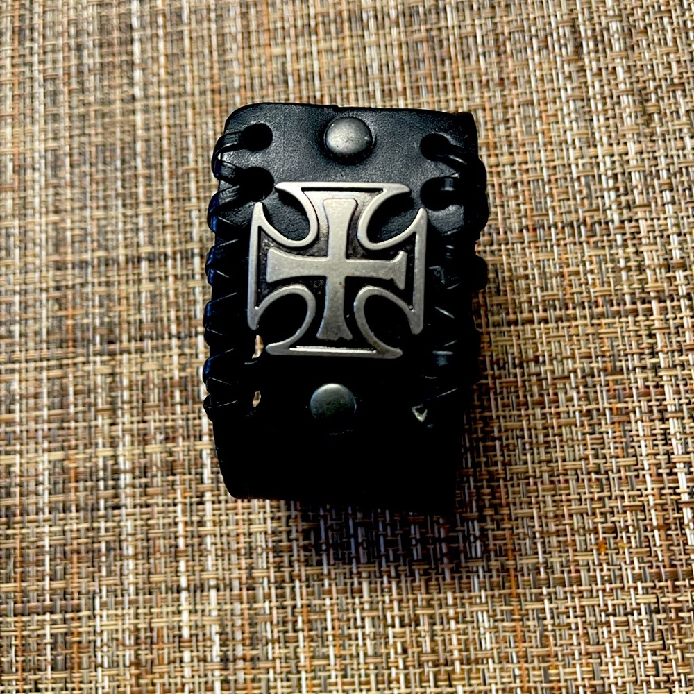 Black leather bracelet